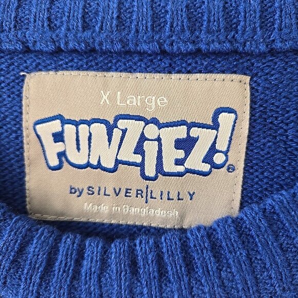 Funziez! Ugly Christmas Sweater Hanukkah Holiday Costume, Blue/Drunk Snowman - Picture 4 of 10